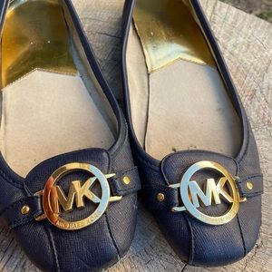 Michael Kors Navy Blue Leather Flats, Size 8